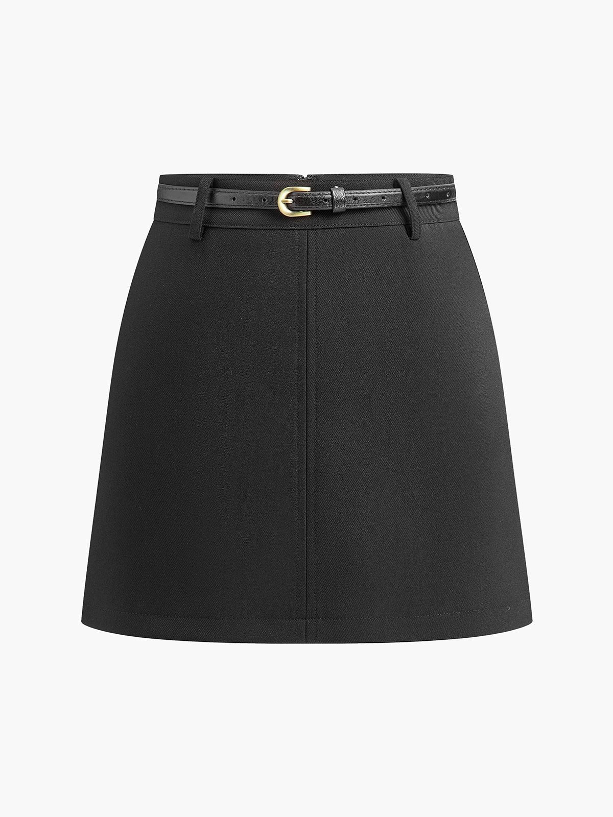 Women's Mid-Rise Belted Structured Mini Skirt