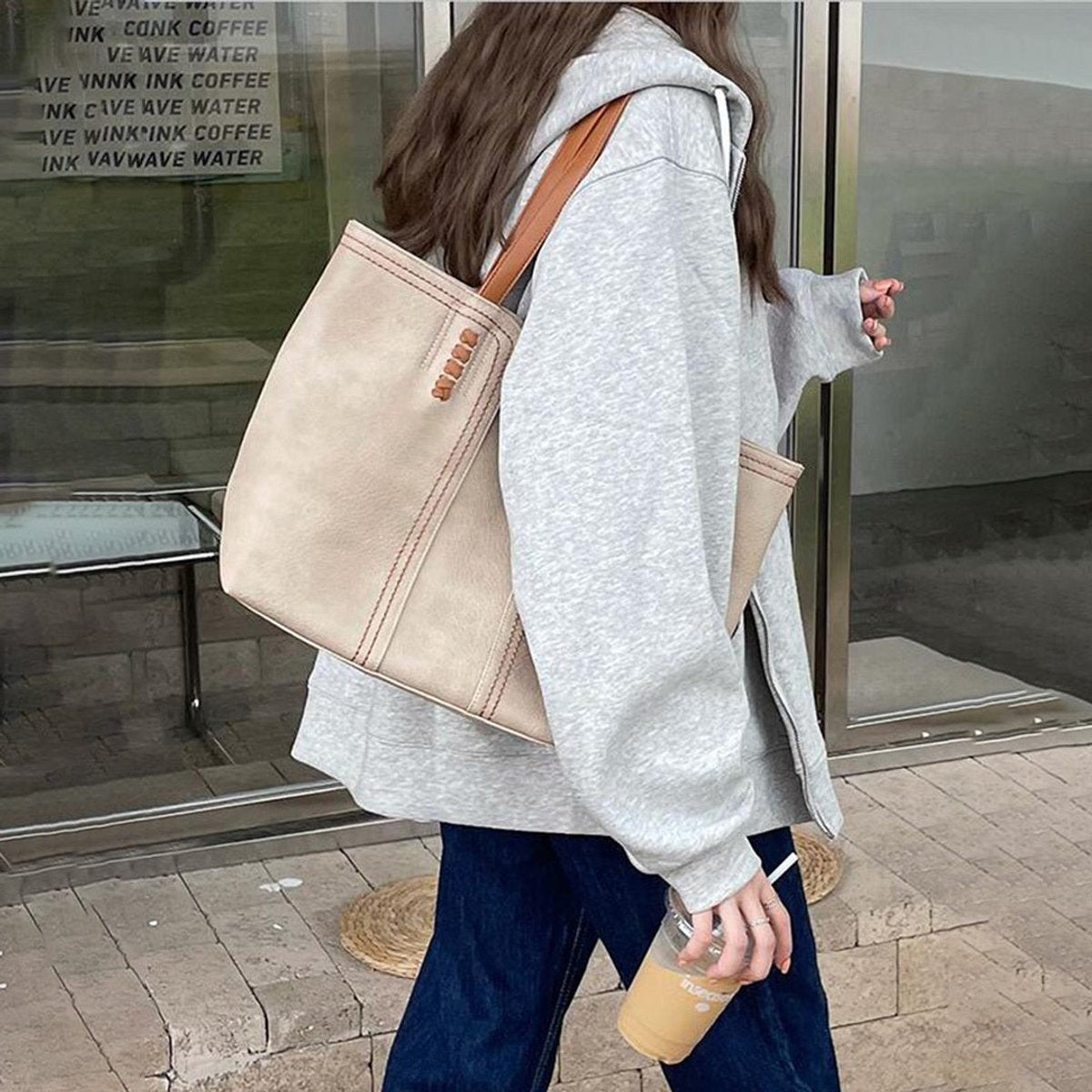 Women's Minimalist Faux Leather Structured Tote Bag