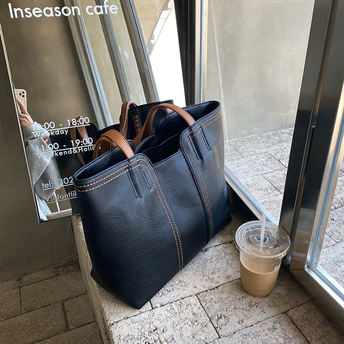Women's Minimalist Faux Leather Structured Tote Bag