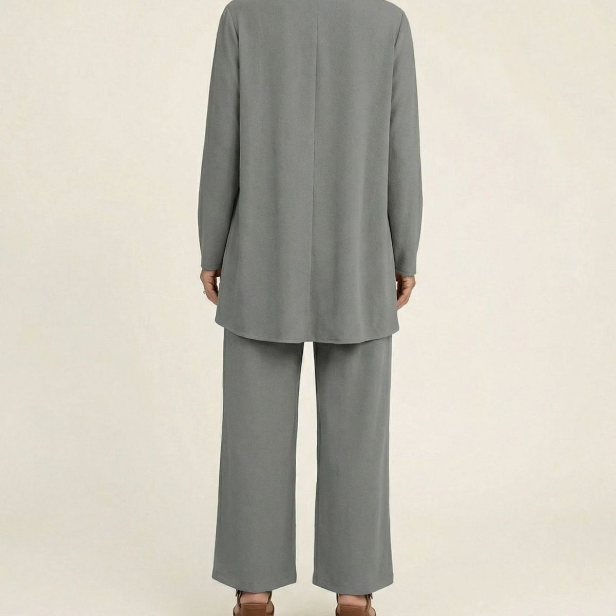 Women's Monochromatic Three-Piece Wide-Leg Trouser Co-ord Set