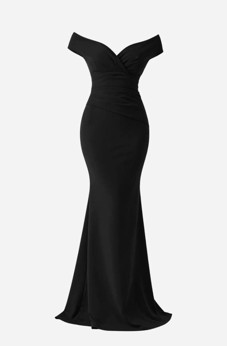 Women's Off-Shoulder Pleated Sculpted Maxi Party Dress - Black