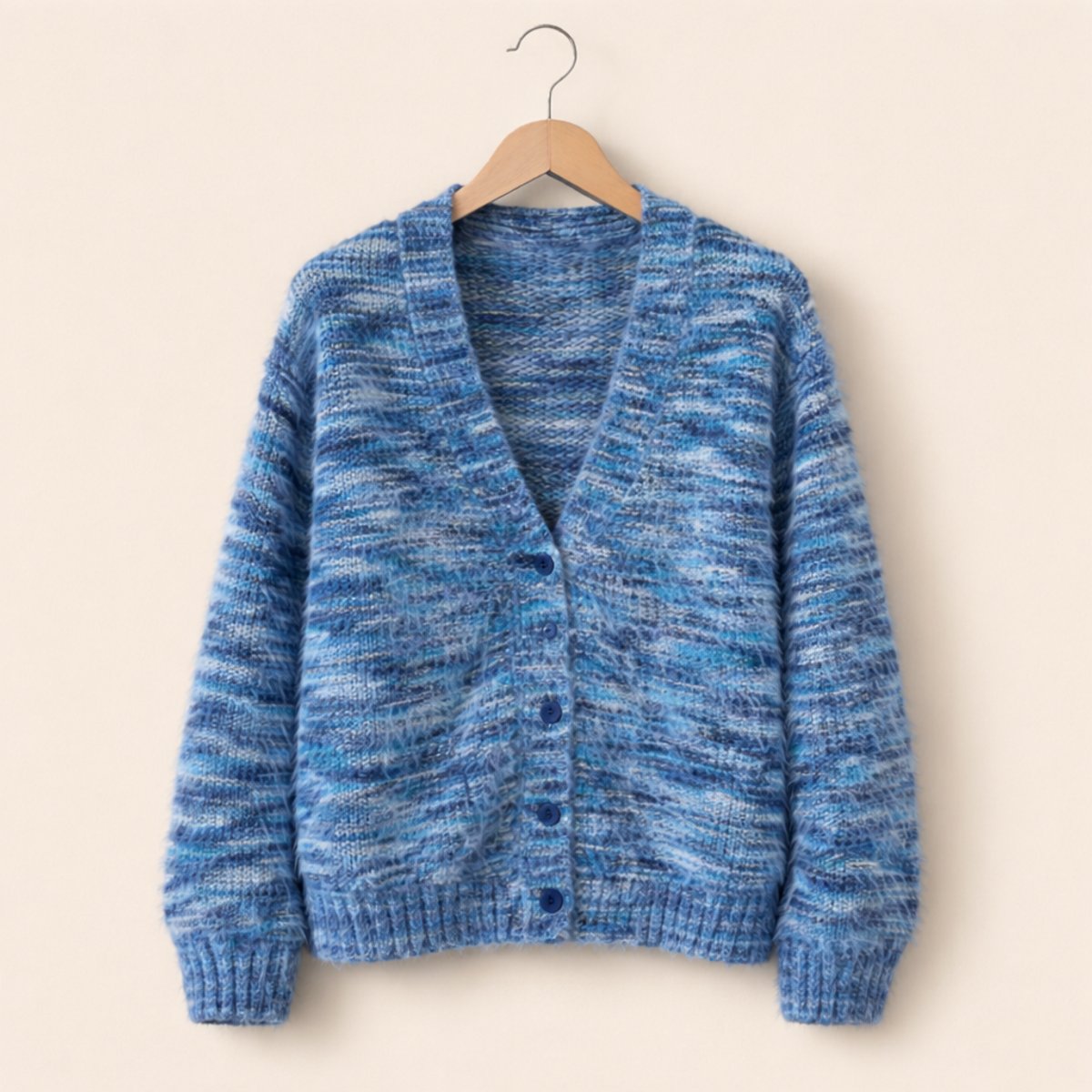 Women's Open-Front Striped Knit Cardigan Long Sleeve - Blue