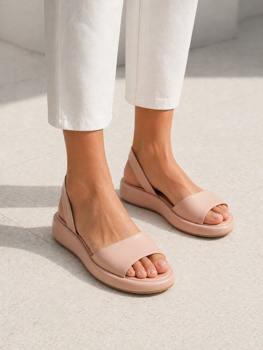 Women's Open Toe Slingback Low Wedge Sandals - Pink