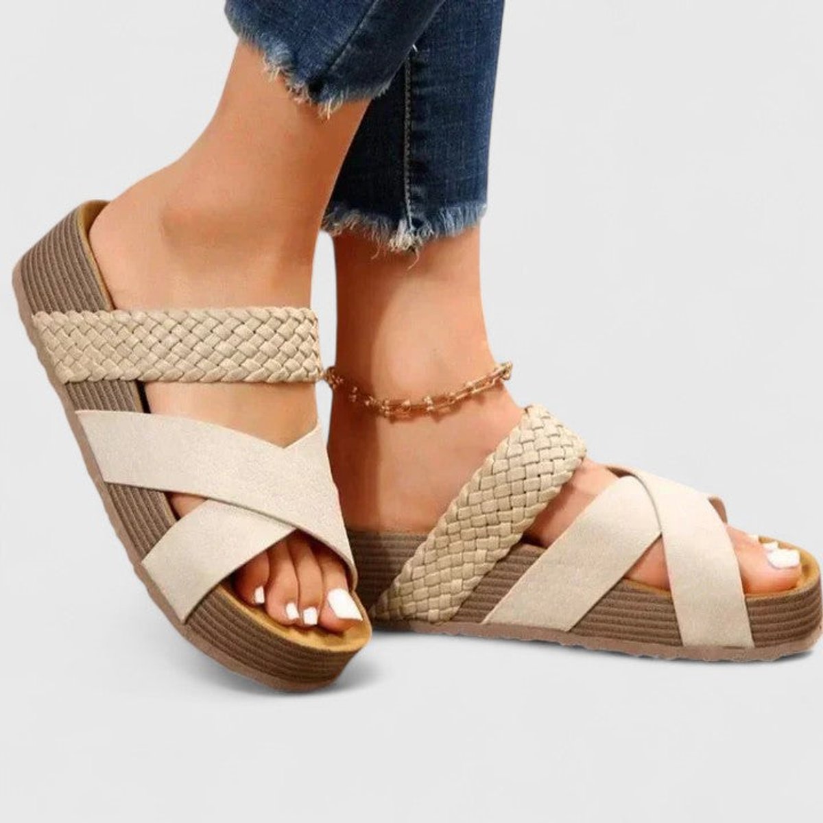 Women's Orthopedic Arch-Support Crossed-Strap Comfortable Sandals - White