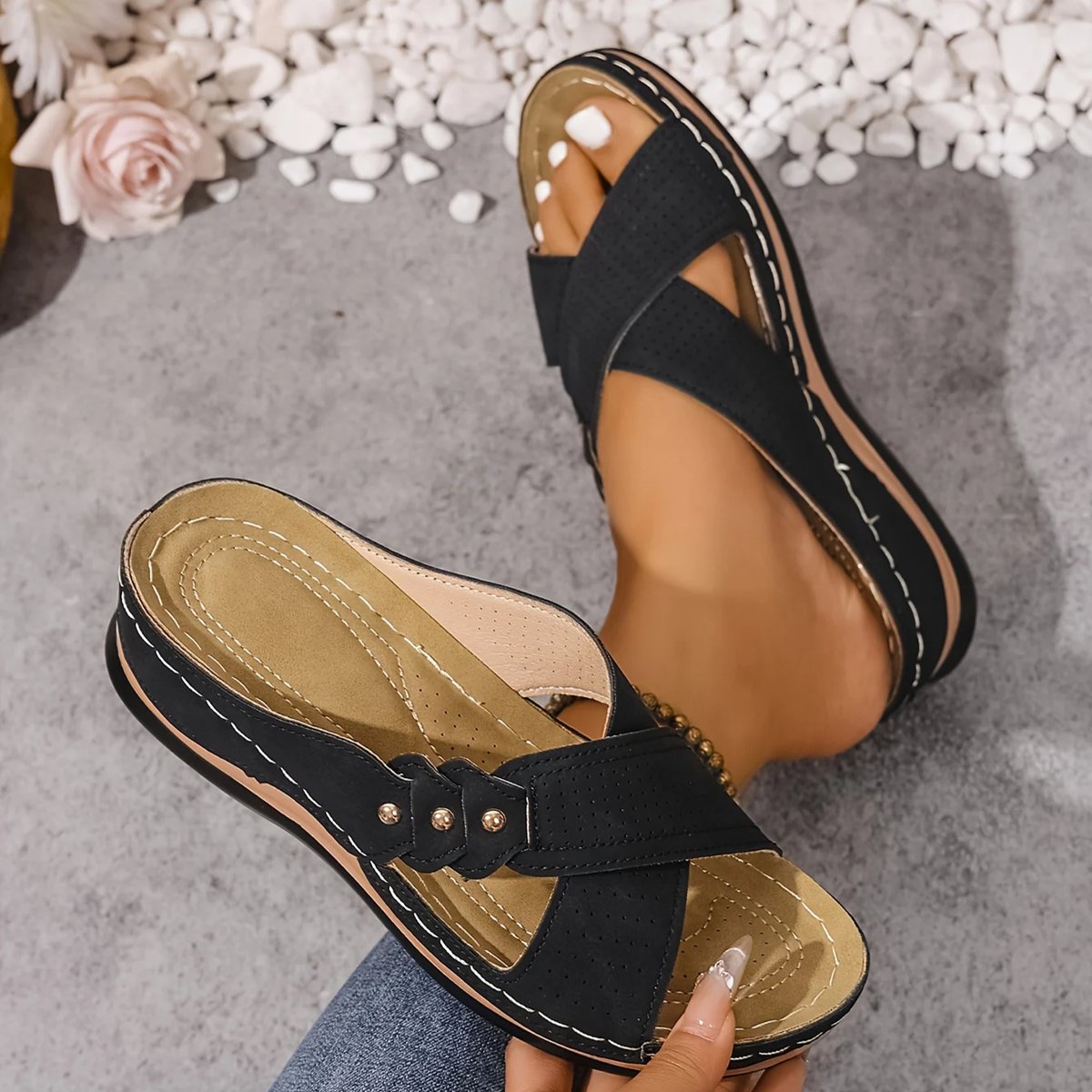 Women's Orthopedic Crossover-Strap Wedge Sandals