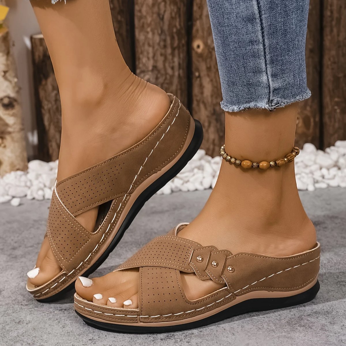 Women's Orthopedic Crossover-Strap Wedge Sandals