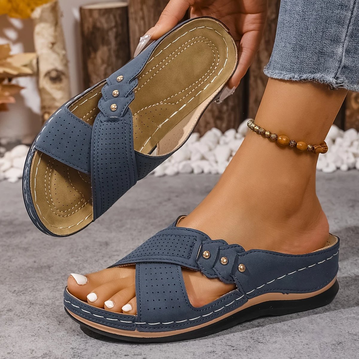 Women's Orthopedic Crossover-Strap Wedge Sandals
