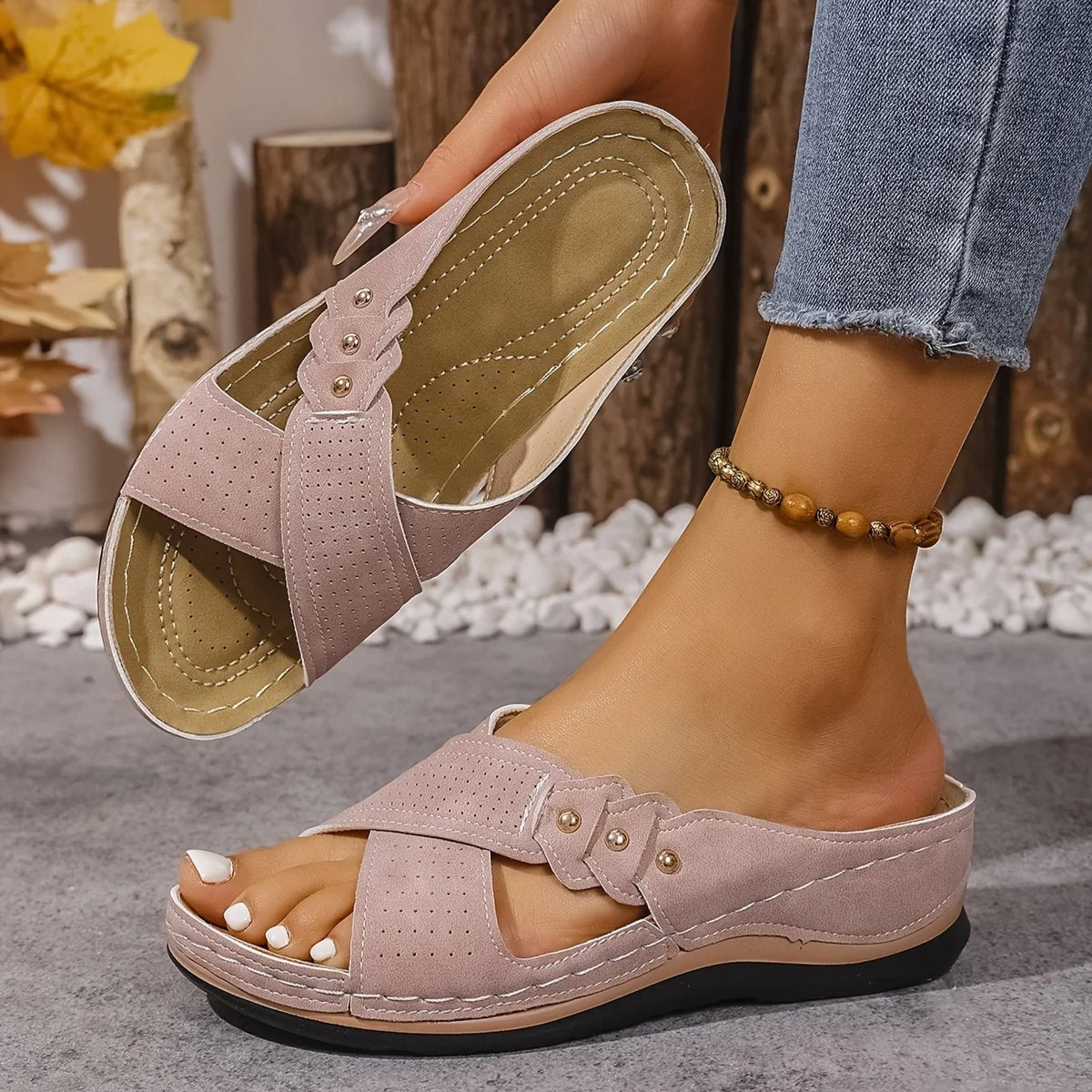Women's Orthopedic Crossover-Strap Wedge Sandals