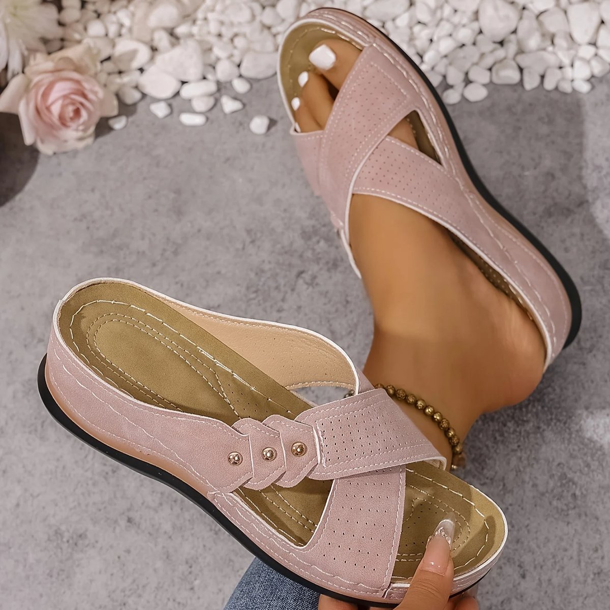 Women's Orthopedic Crossover-Strap Wedge Sandals