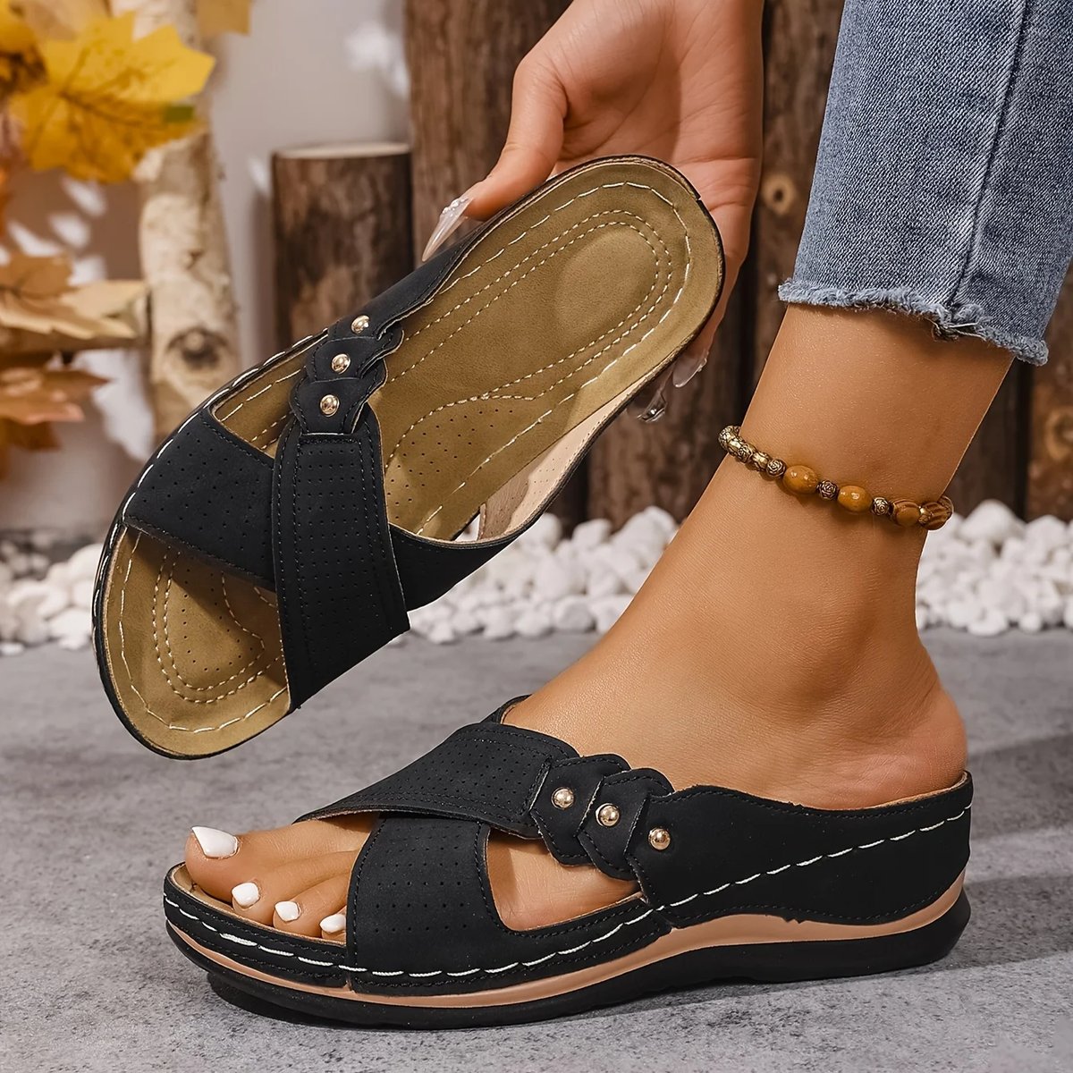 Women's Orthopedic Crossover-Strap Wedge Sandals