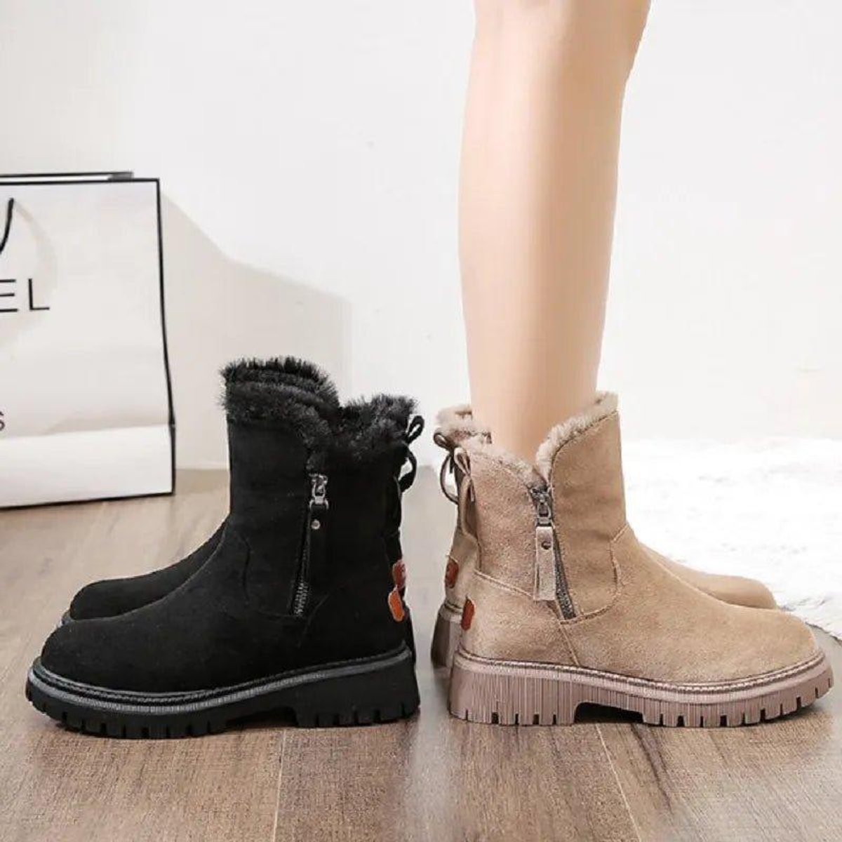 Women's Orthopedic Fur-Lined Zipper Ankle Boots