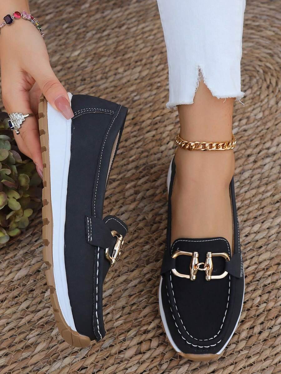 Women's Orthopedic Non-Slip Gold-Trim Slip-On Loafers