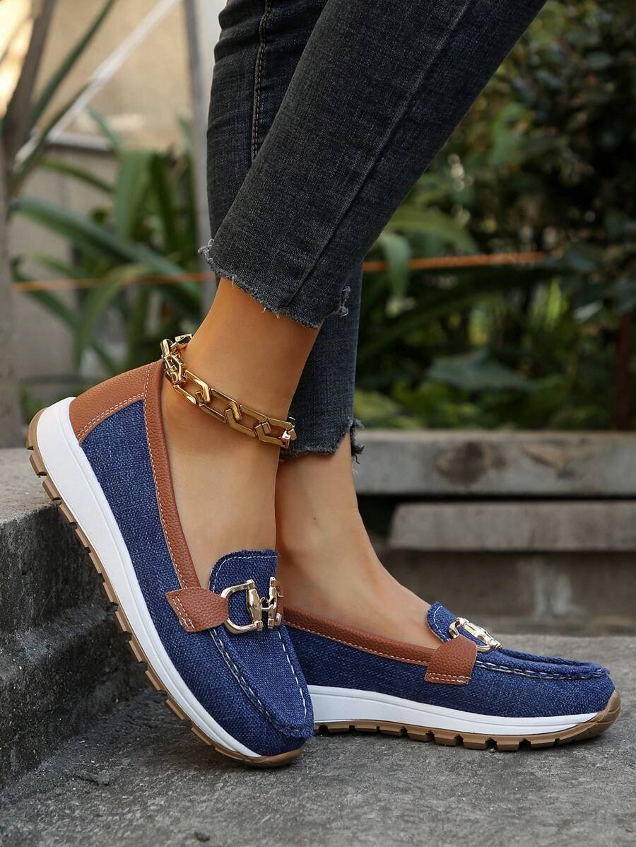 Women's Orthopedic Non-Slip Gold-Trim Slip-On Loafers