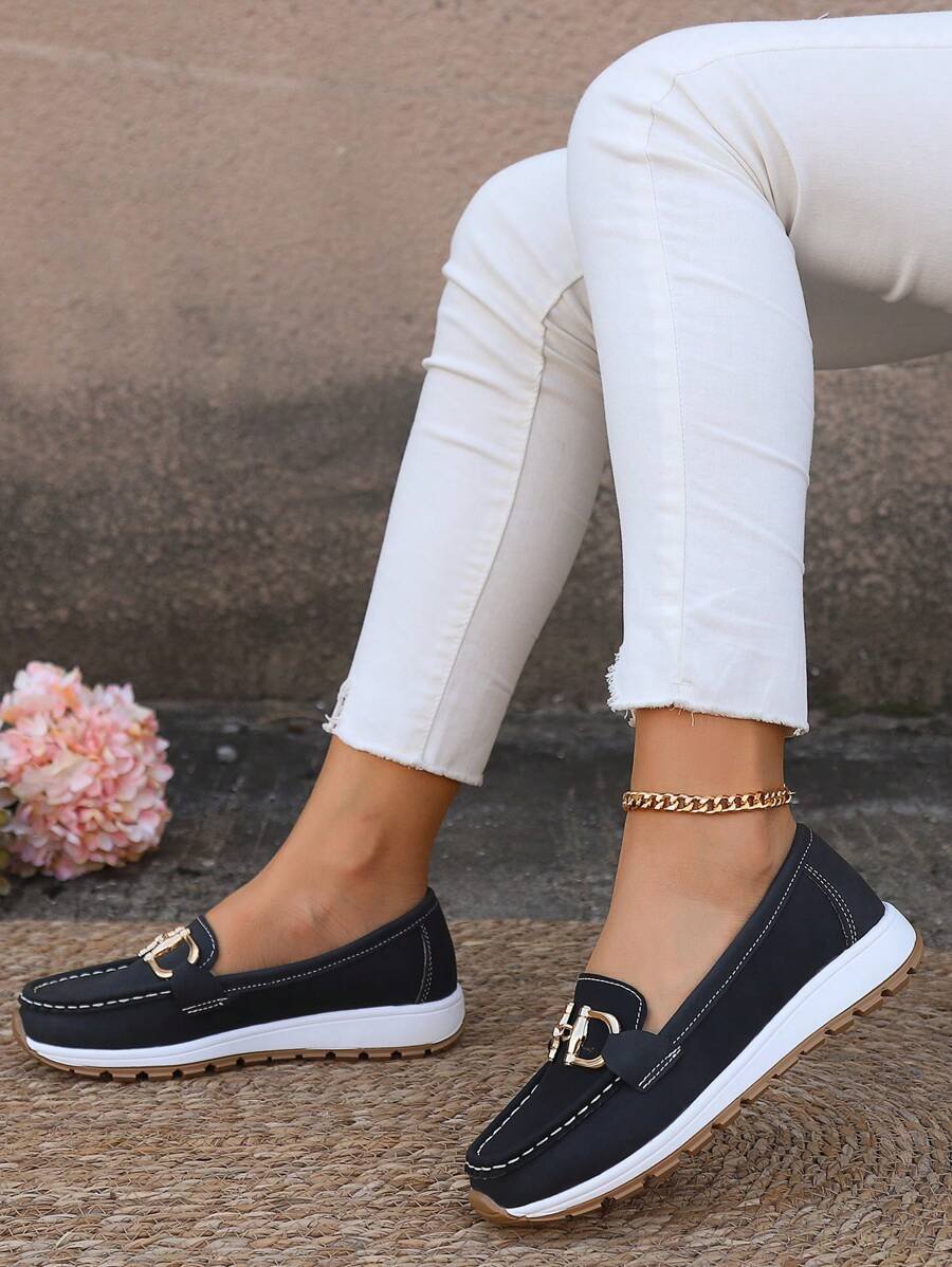 Women's Orthopedic Non-Slip Gold-Trim Slip-On Loafers