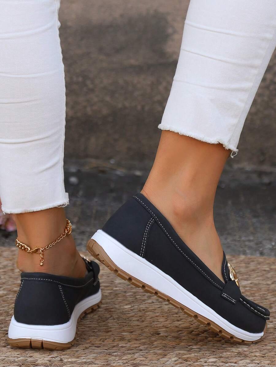 Women's Orthopedic Non-Slip Gold-Trim Slip-On Loafers