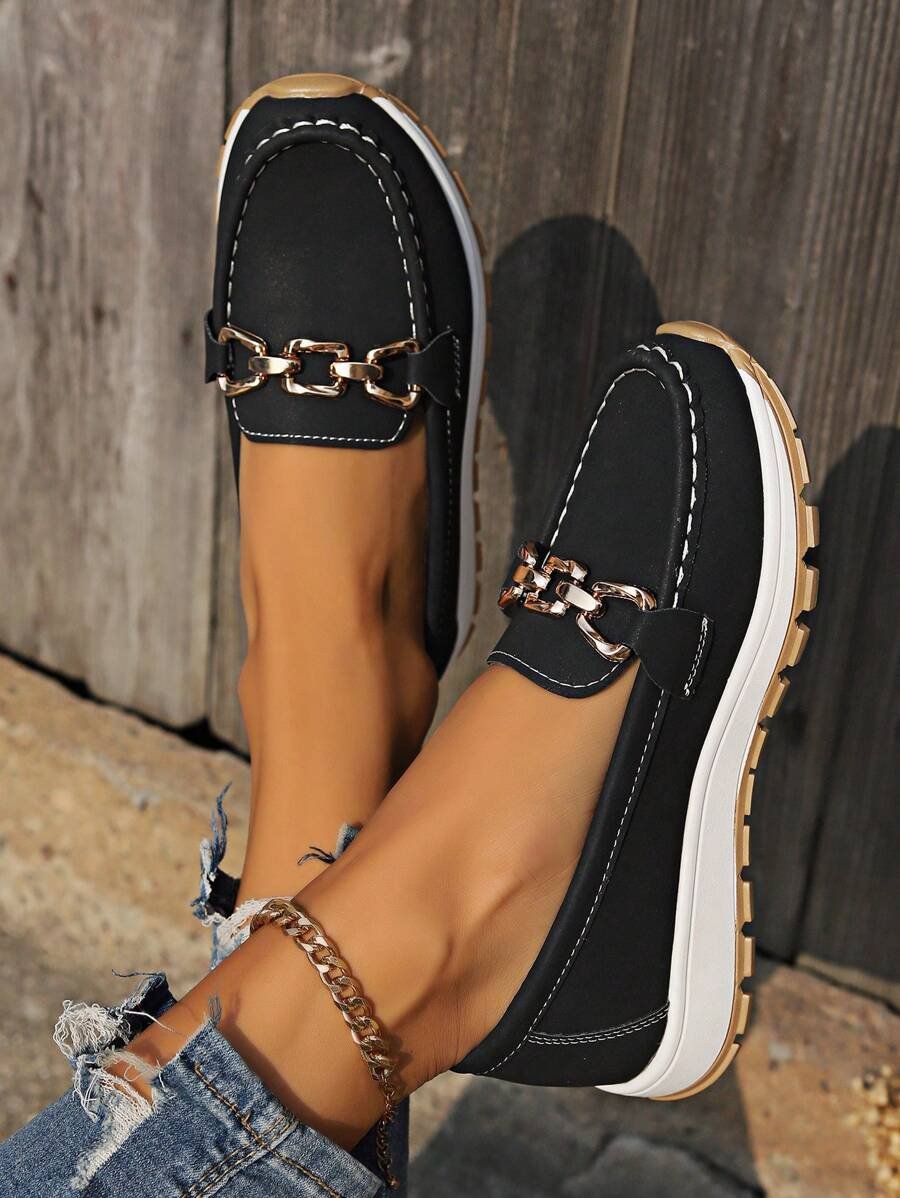 Women's Orthopedic Non-Slip Gold-Trim Slip-On Loafers