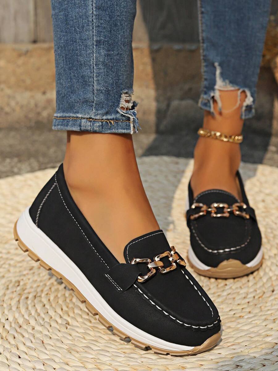 Women's Orthopedic Non-Slip Gold-Trim Slip-On Loafers