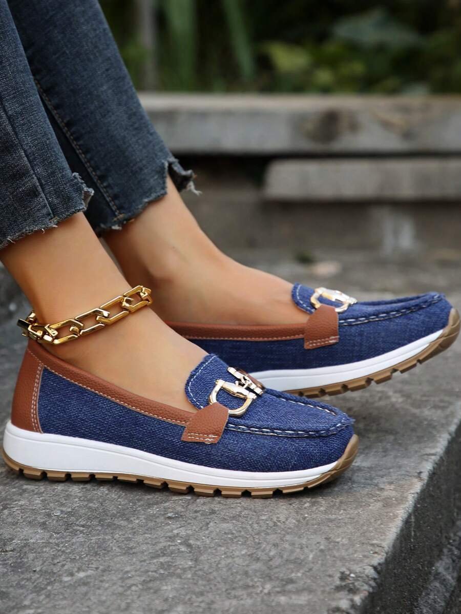 Women's Orthopedic Non-Slip Gold-Trim Slip-On Loafers