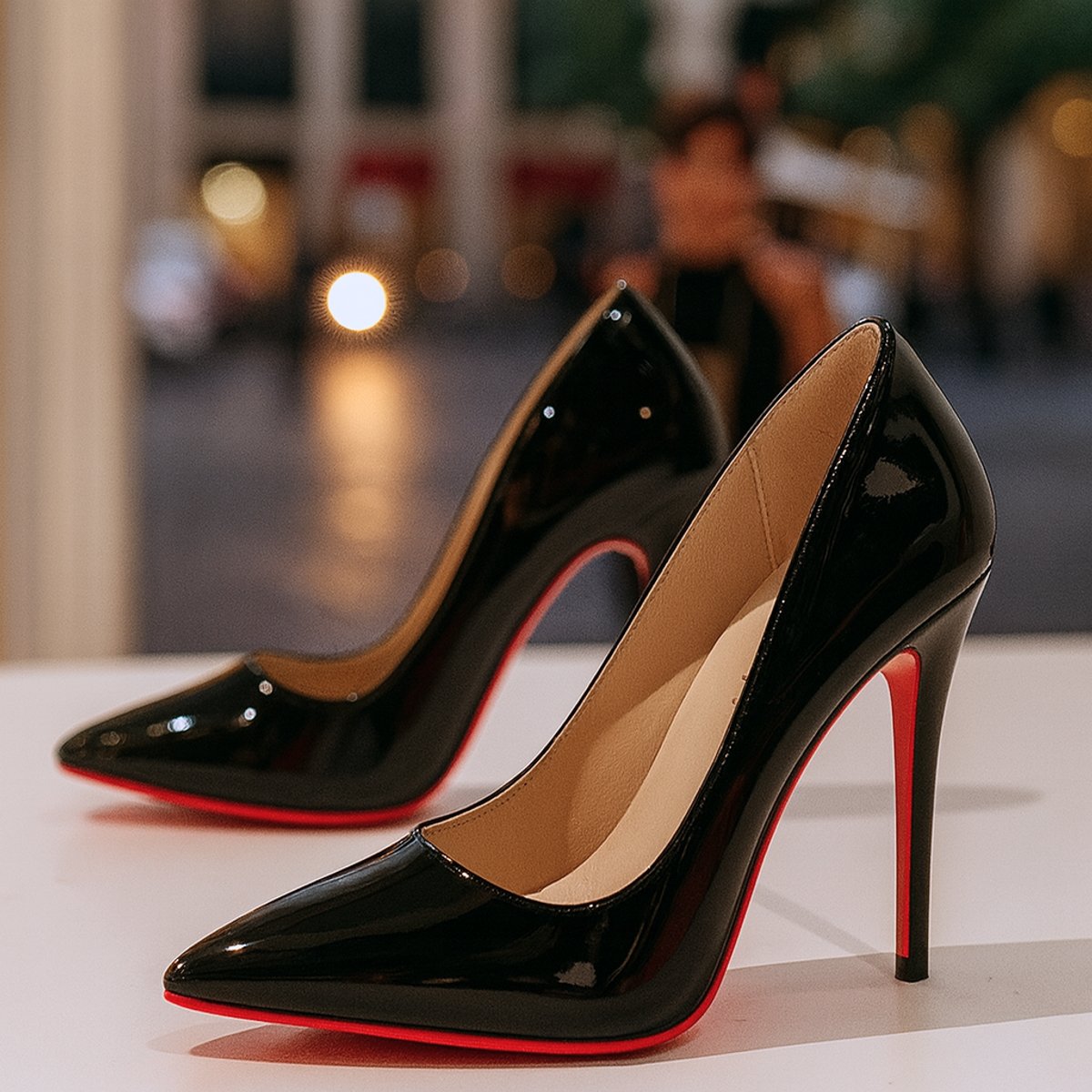 Women's Orthopedic Pointed-Toe Patent Stiletto Heel Pumps - Black