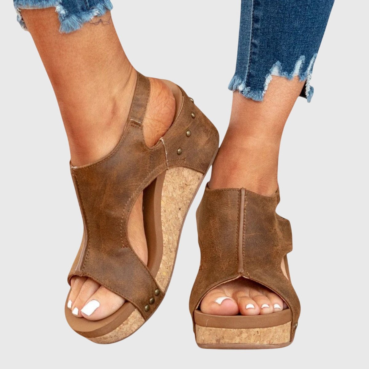 Women's Orthopedic Slingback Cork Wedge Comfortable Sandals