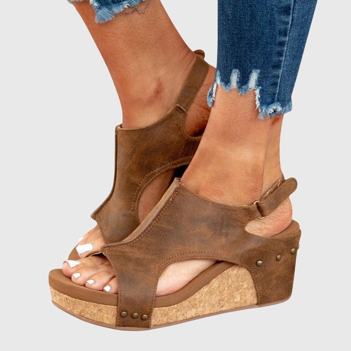 Women's Orthopedic Slingback Cork Wedge Comfortable Sandals