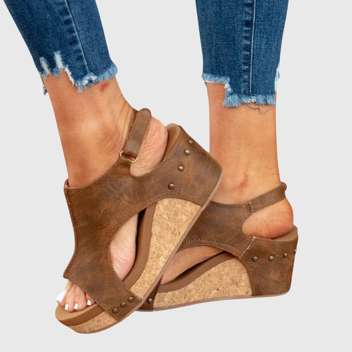 Women's Orthopedic Slingback Cork Wedge Comfortable Sandals