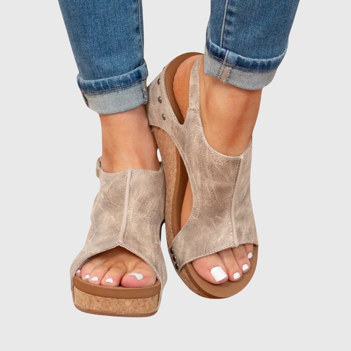 Women's Orthopedic Slingback Cork Wedge Comfortable Sandals