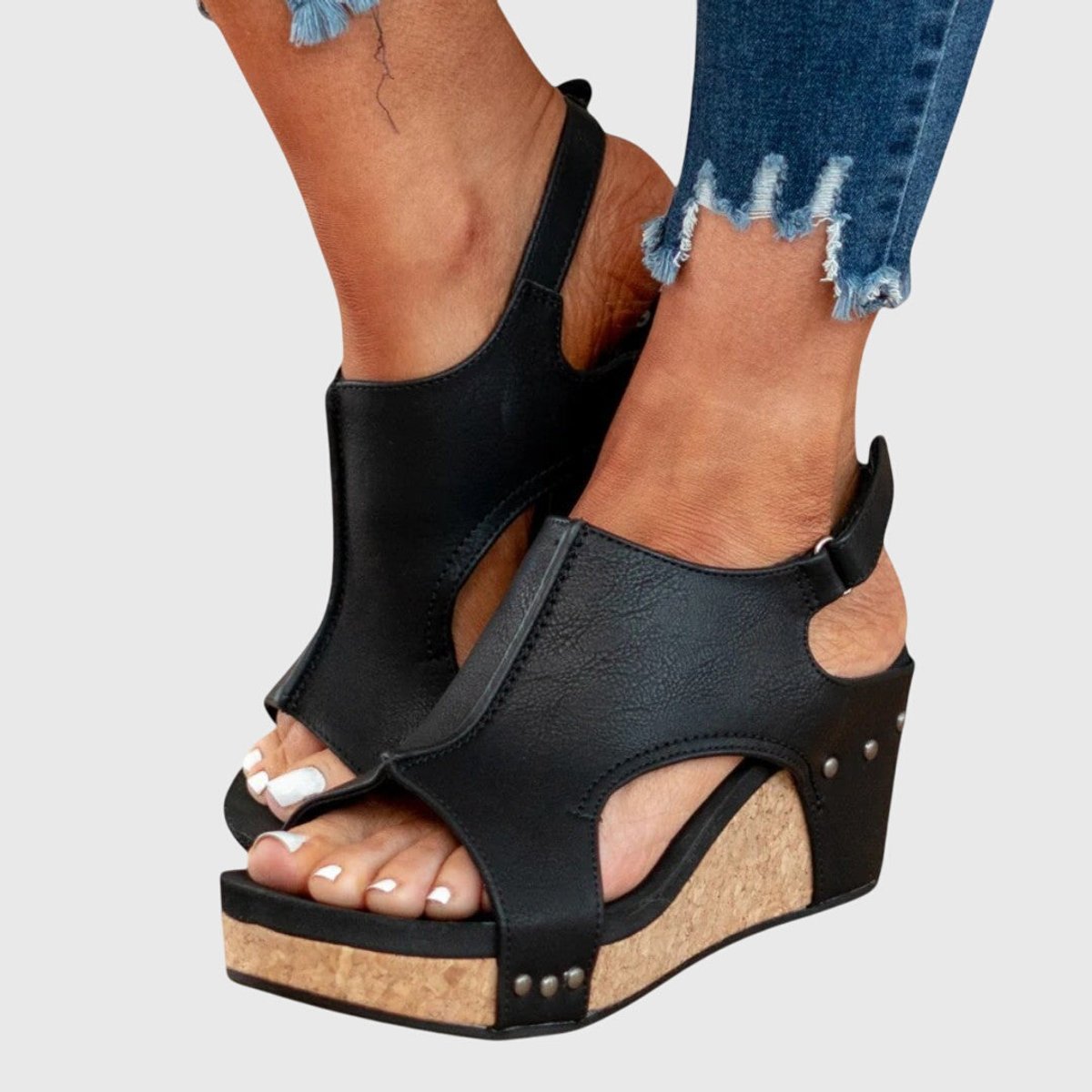 Women's Orthopedic Slingback Cork Wedge Comfortable Sandals