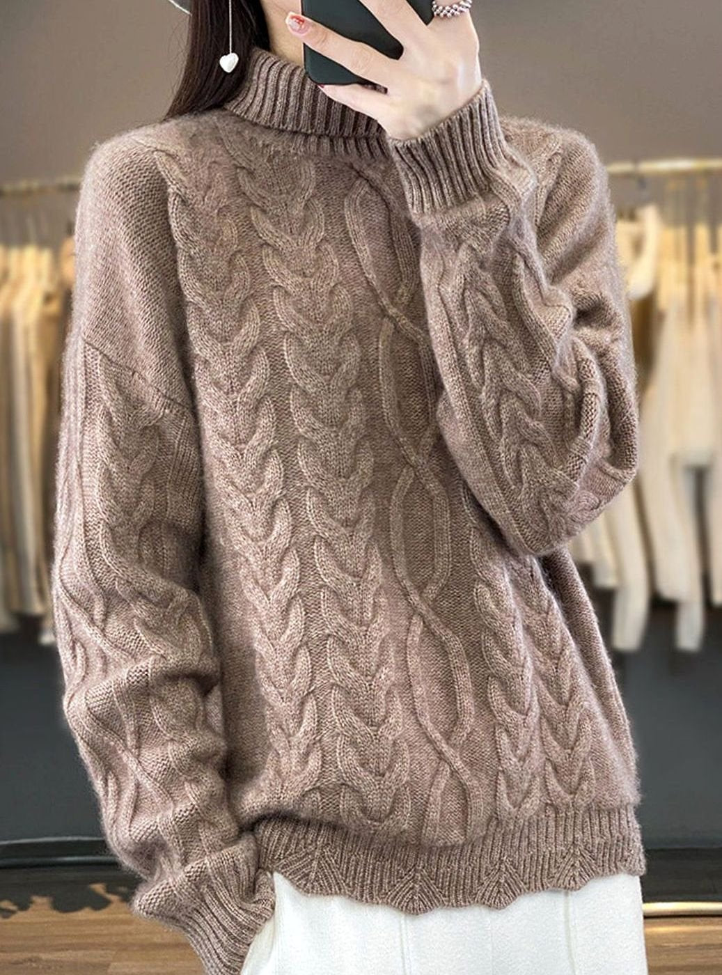 Women's Oversized Cable-Knit Crew Neck Jumper