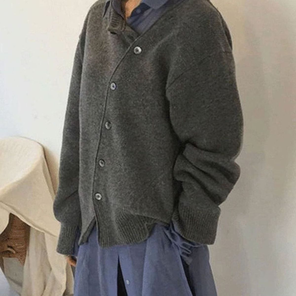 Women's Oversized Chunky Knit Button-Front Cardigan
