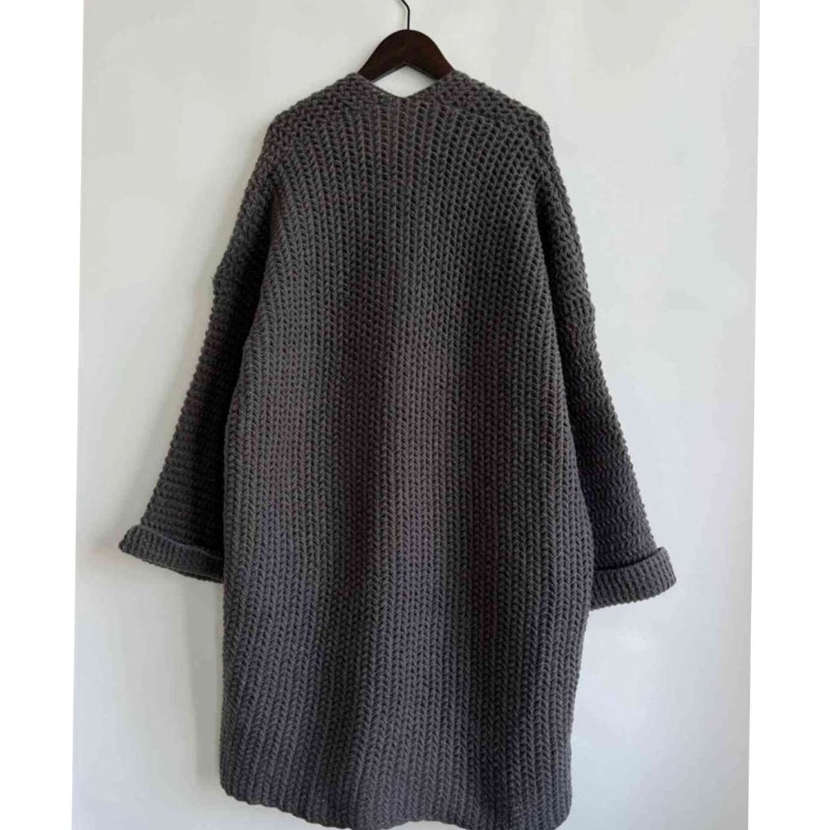 Women's Oversized Chunky Knit Open-Front Cardigan with Pockets