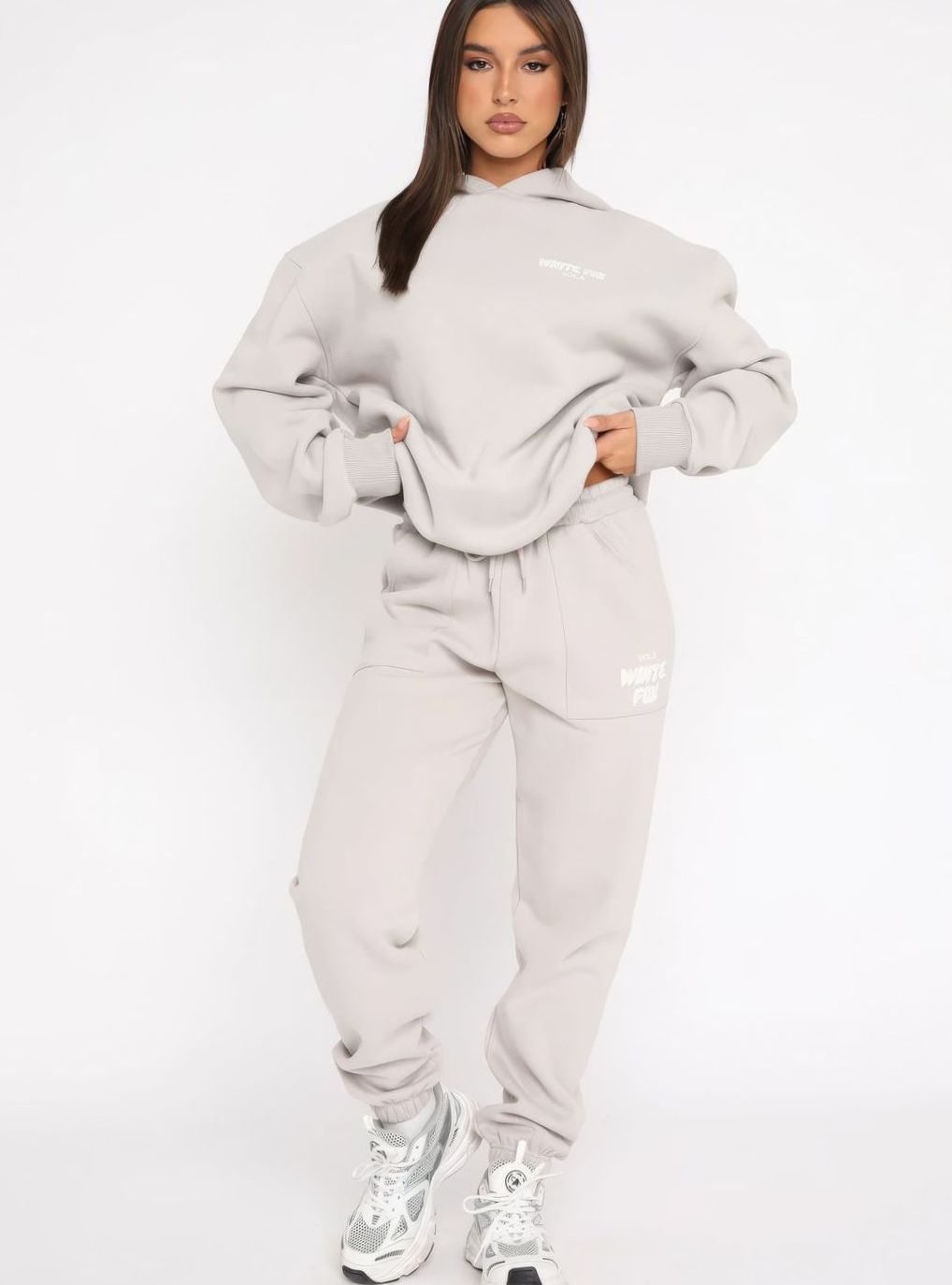 Women's Oversized Fleece Hoodie Jogger Tracksuit Set