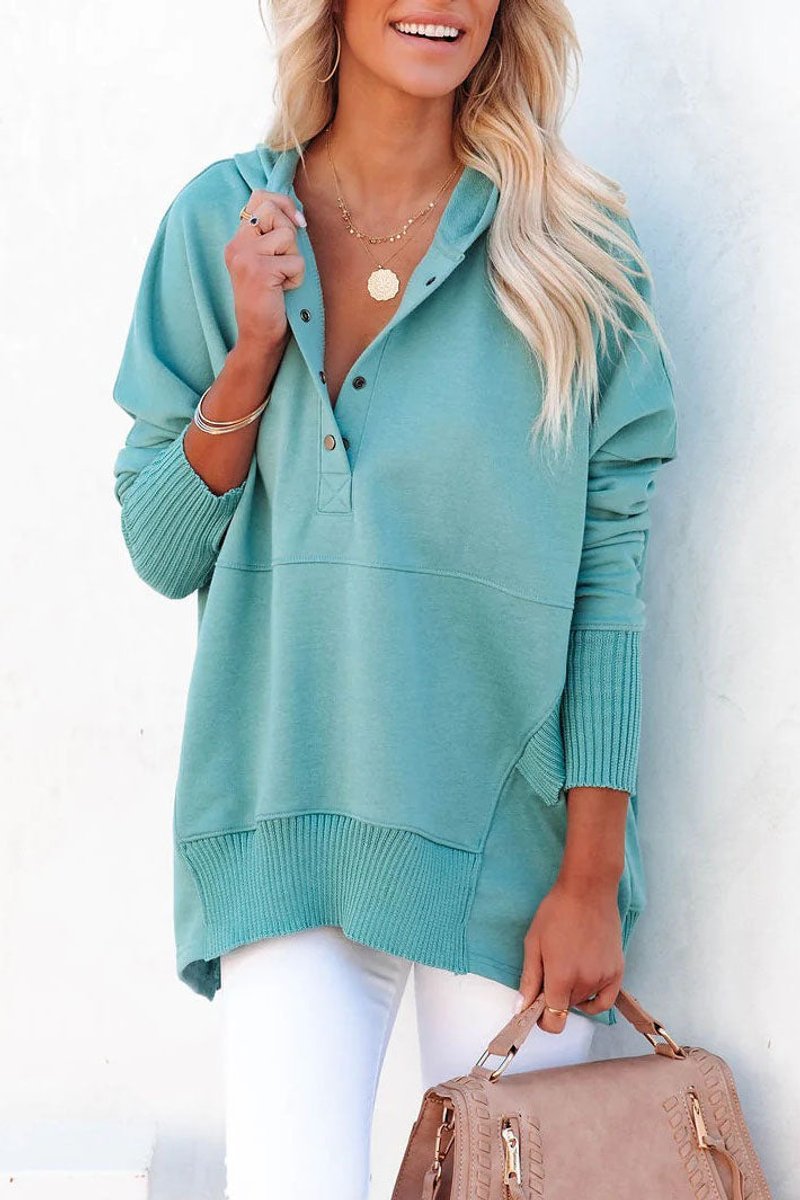 Women's Oversized Hooded Long-Sleeve Drawstring Tunic Top