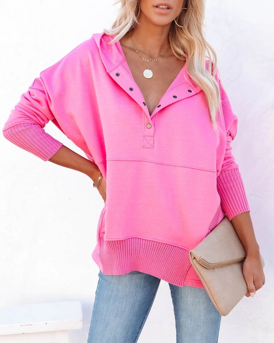 Women's Oversized Hooded Long-Sleeve Drawstring Tunic Top