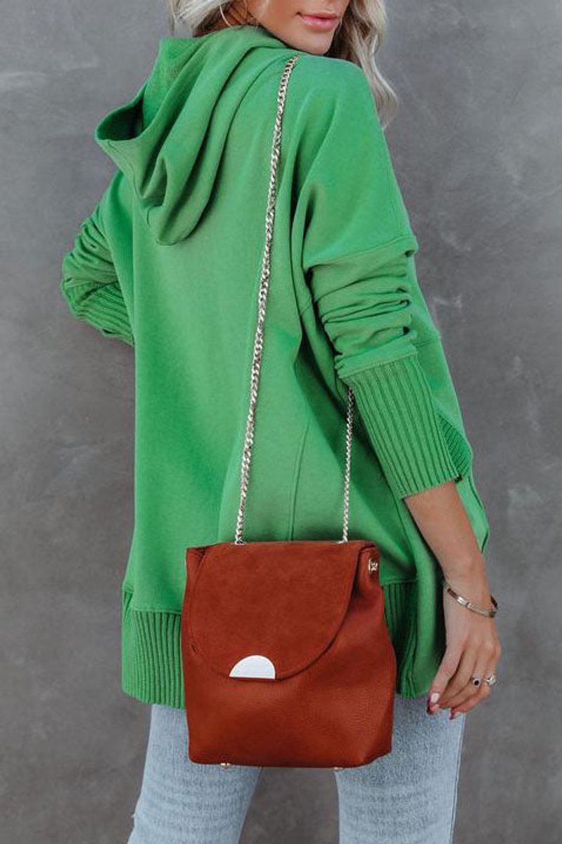 Women's Oversized Hooded Long-Sleeve Drawstring Tunic Top