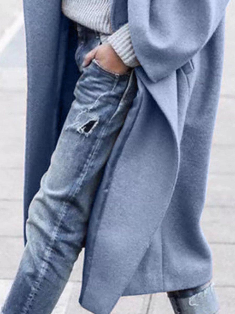 Women's Oversized Long Wool-Blend Winter Coat Relaxed Fit