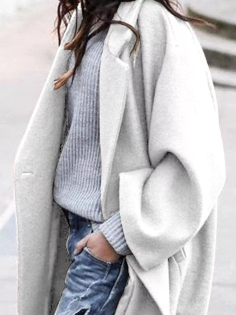 Women's Oversized Long Wool-Blend Winter Coat Relaxed Fit