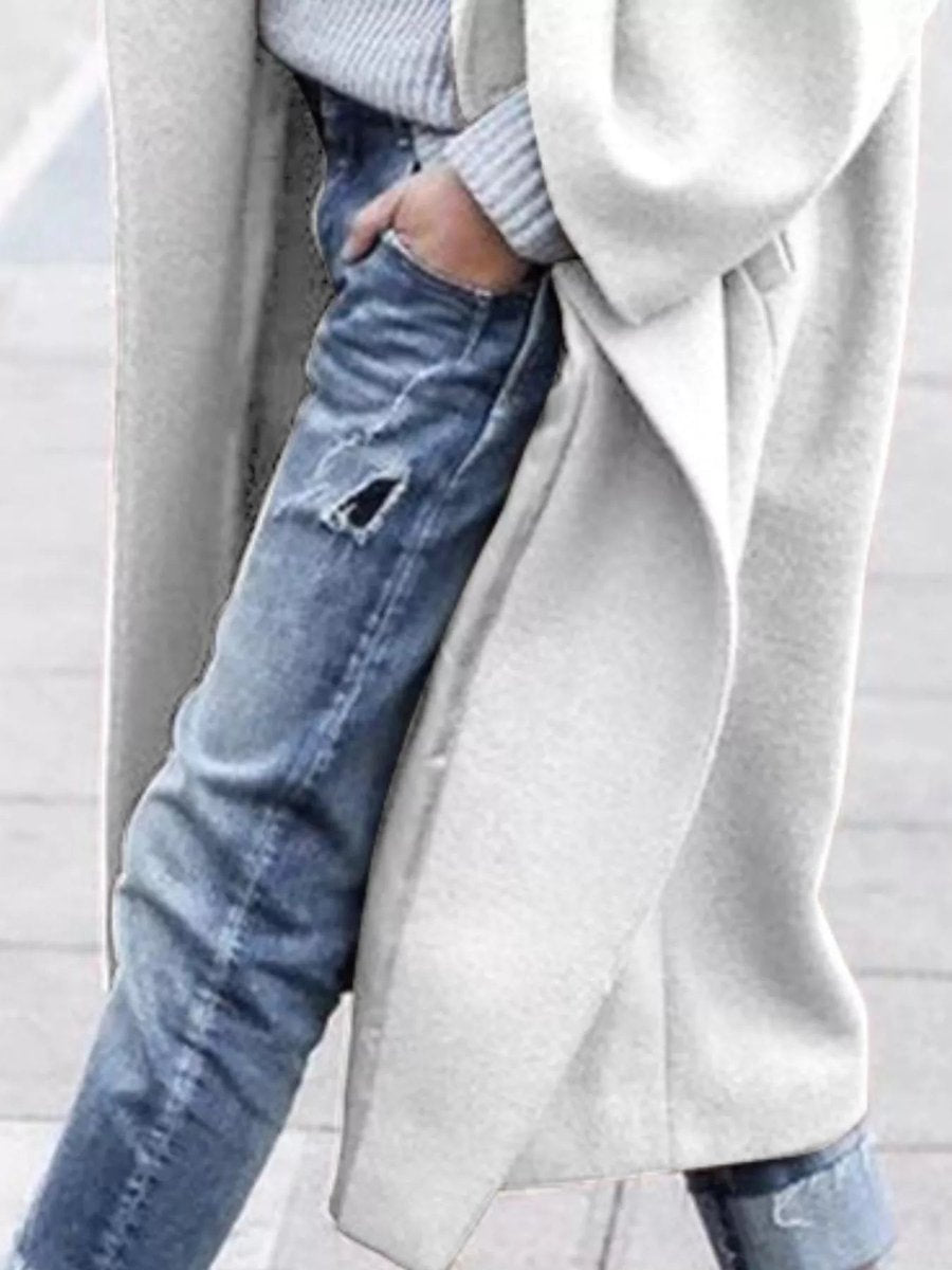 Women's Oversized Long Wool-Blend Winter Coat Relaxed Fit