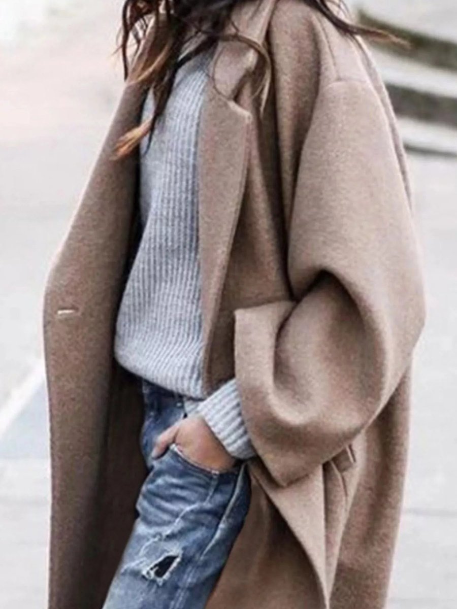 Women's Oversized Long Wool-Blend Winter Coat Relaxed Fit