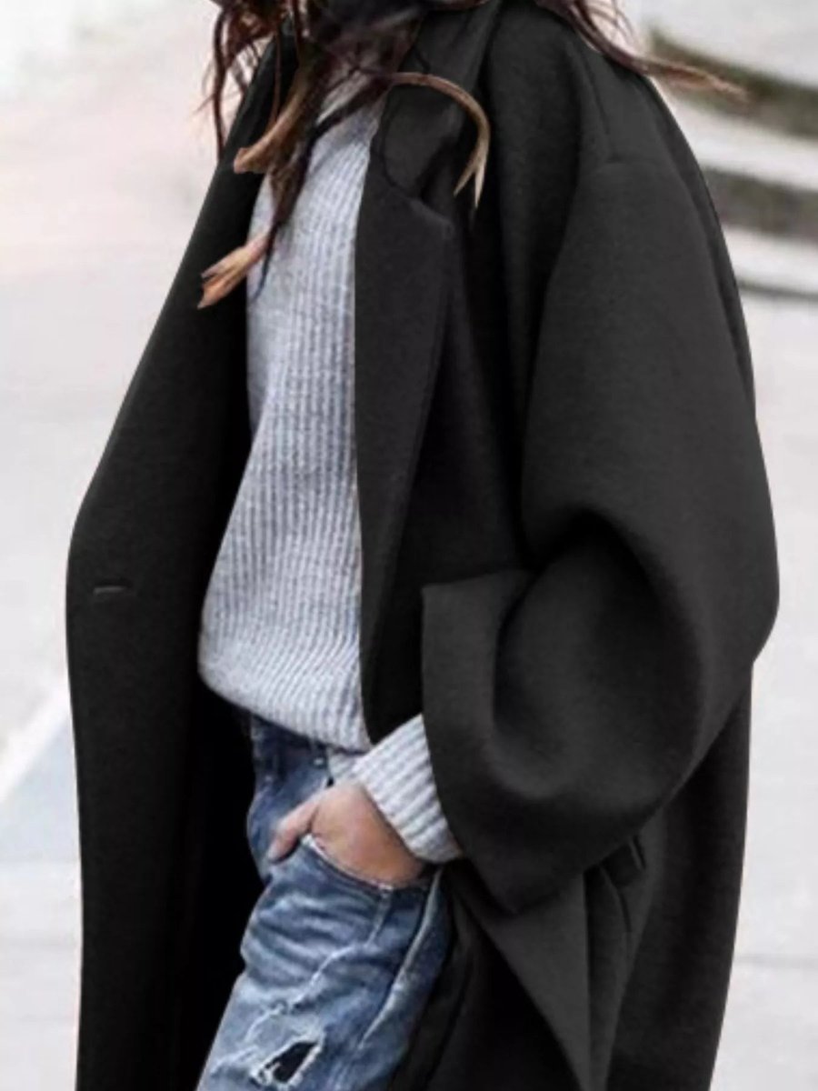 Women's Oversized Long Wool-Blend Winter Coat Relaxed Fit