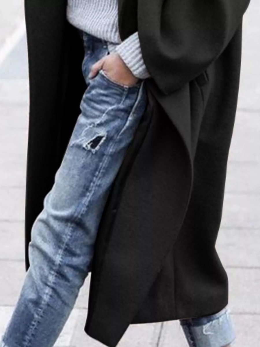 Women's Oversized Long Wool-Blend Winter Coat Relaxed Fit