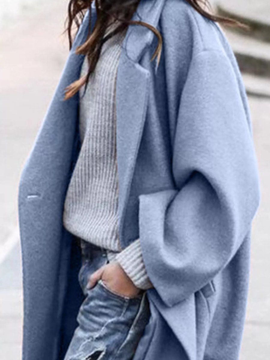 Women's Oversized Long Wool-Blend Winter Coat Relaxed Fit