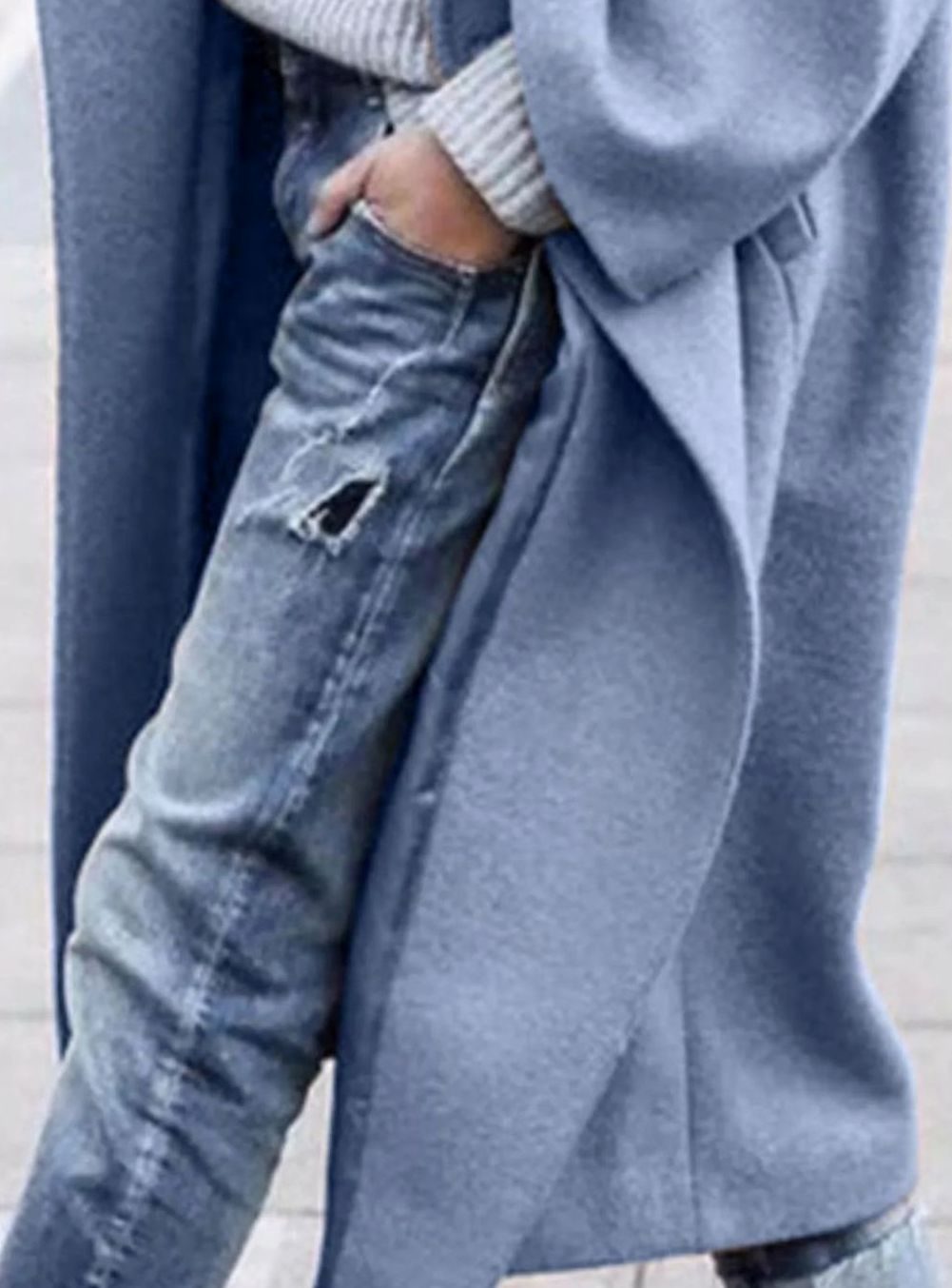Women's Oversized Long Wool Coat Wide-Sleeve Winter Outerwear