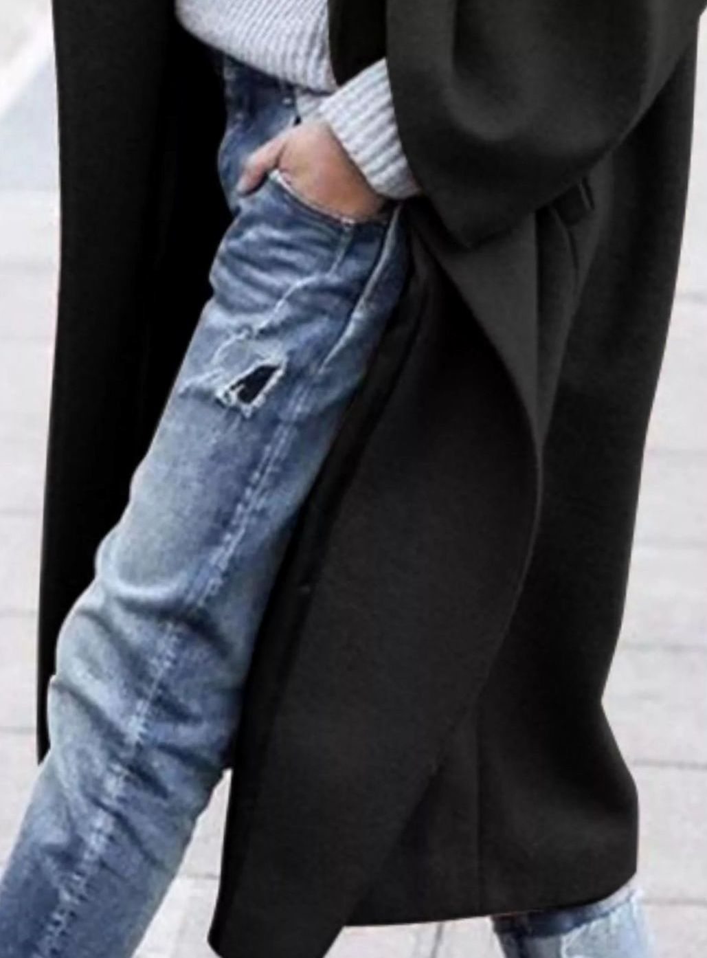 Women's Oversized Long Wool Coat Wide-Sleeve Winter Outerwear