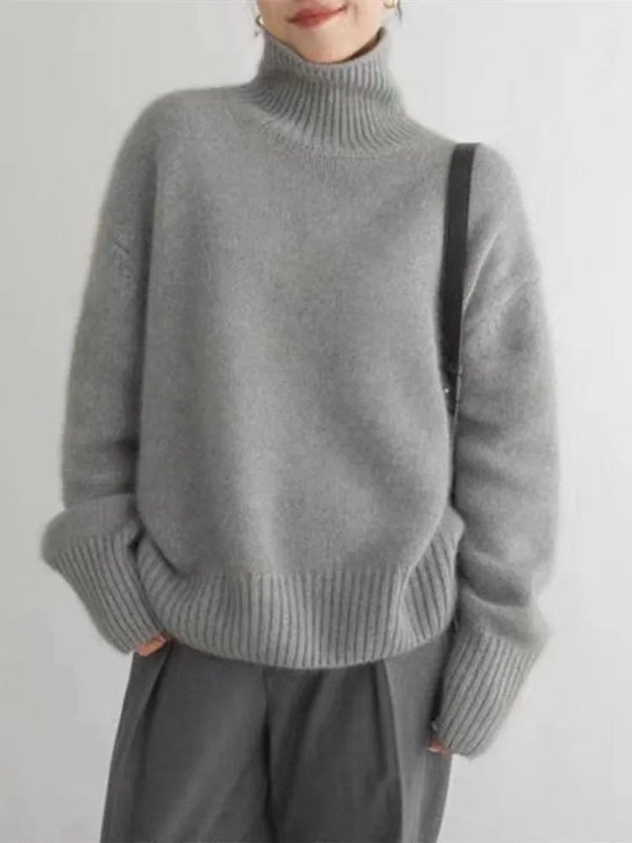 Women's Oversized Turtleneck Cashmere Knit Sweater Jumper