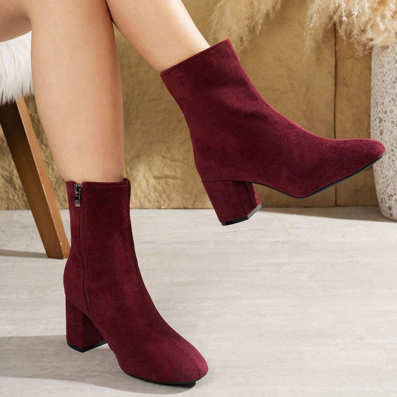 Women's Patent Block-Heel Side-Zip Ankle Boots
