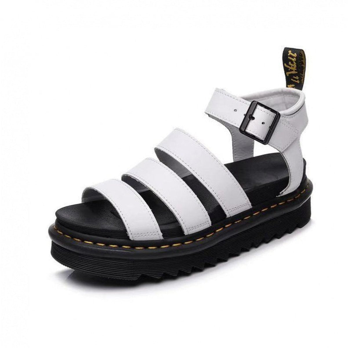 Women's Platform Triple-Strap Buckle Comfortable Sandals - White