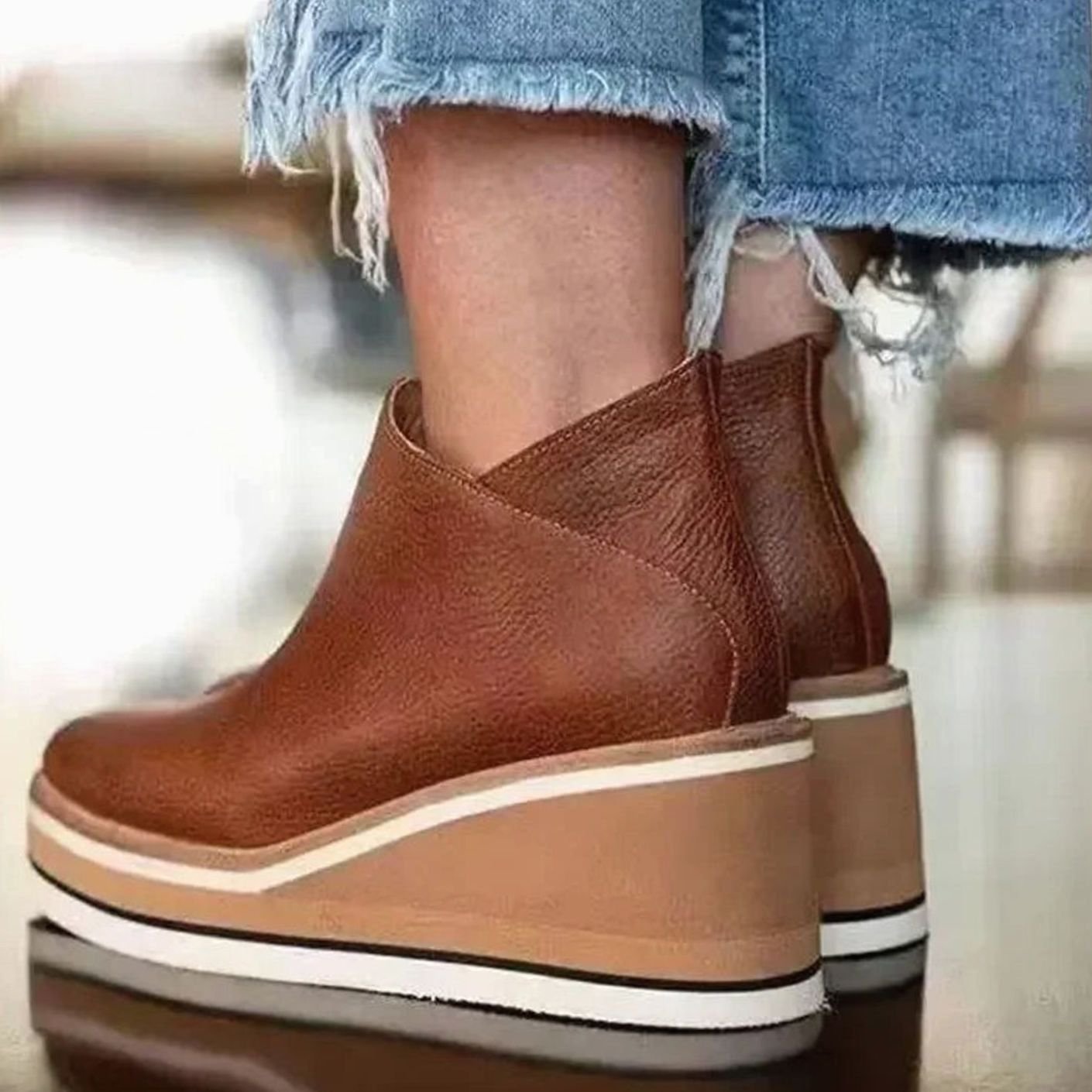 Women's Platform Wedge Winter Chelsea Boots