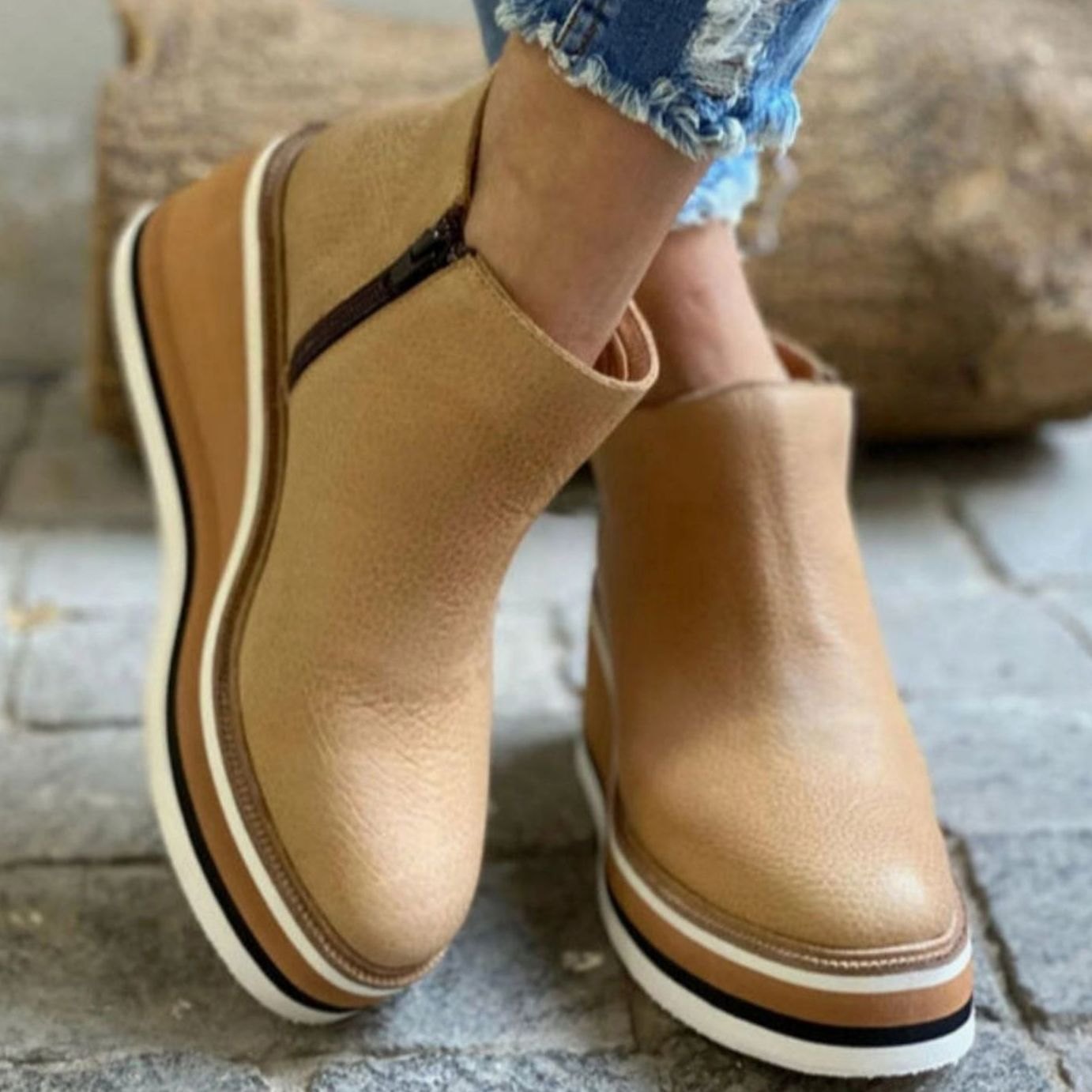 Women's Platform Wedge Winter Chelsea Boots
