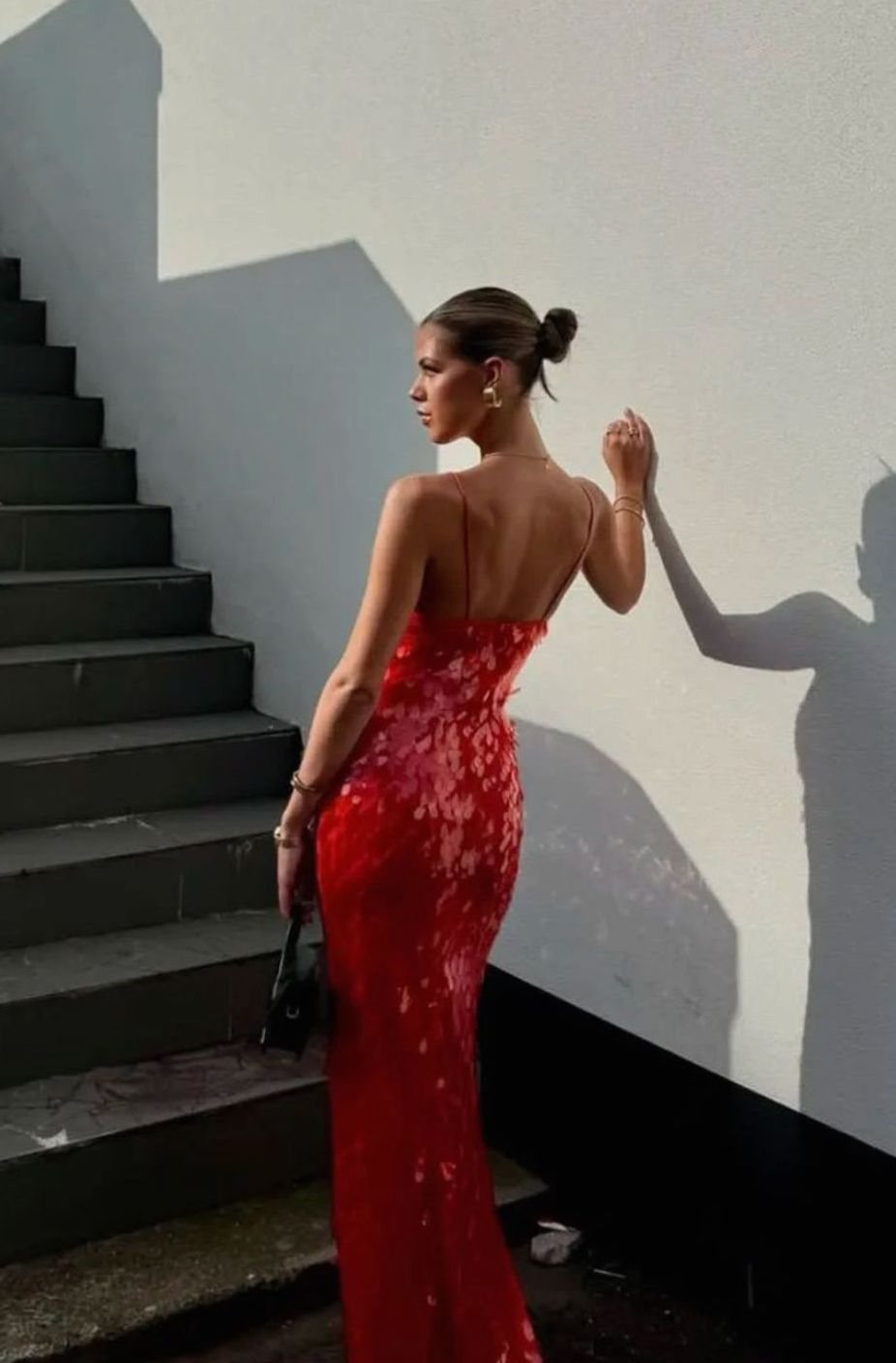 Women's Plunge-Neck Open-Back Sequin Maxi Dress